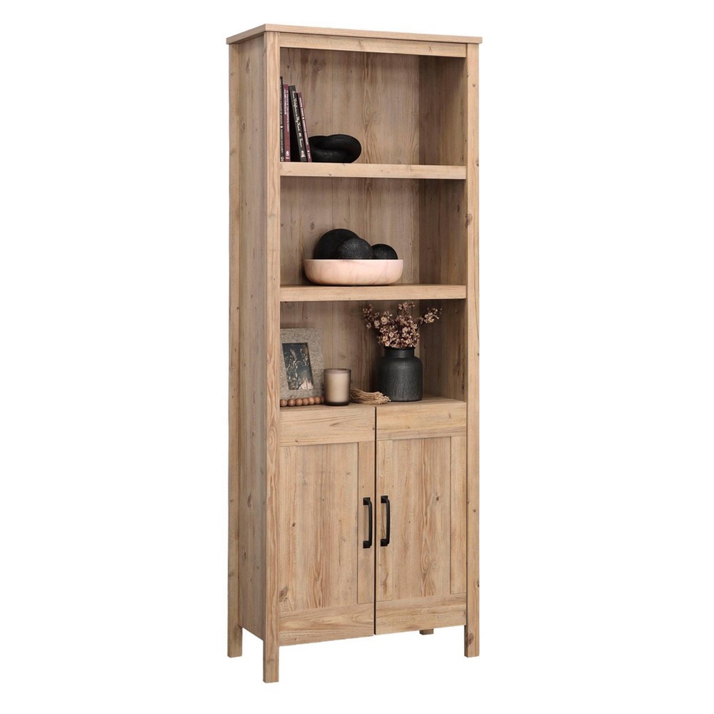 Sauder 72 3 Shelf Bookcase with Doors Kaiki Pine