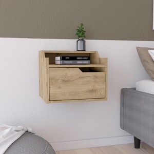 Sapphtopaz Modern Floating Nightstand with Drawer and Open Shelf Night Stand with Wall-Mounted Design Bedside Table for Bedroom, Living Room - 1 of 4