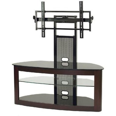 Espresso Black TV Stand with Mount and Glass Shelves