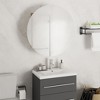 vidaXL Cabinet Bathroom Wall Vanity Mirror Cabinet with Round Mirror and LED - Brown 18.5" x 18.5" x 6.9" - 2 of 4