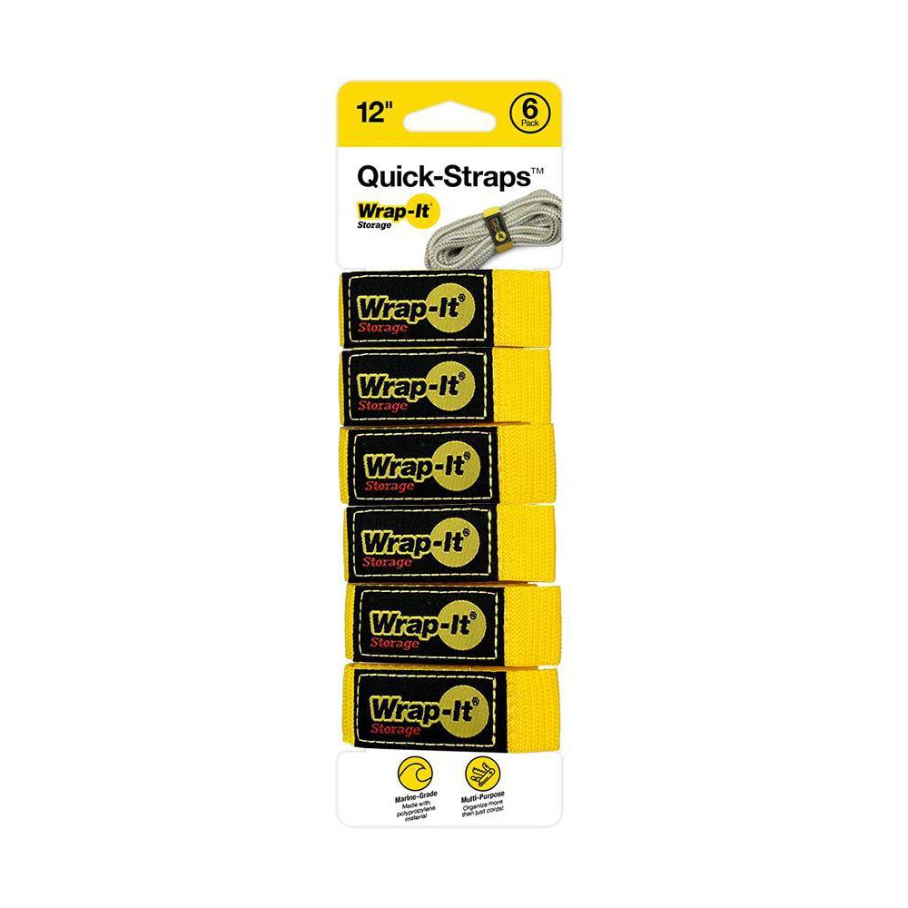 Wrap-It Quick Storage Straps 12" 6pk Yellow