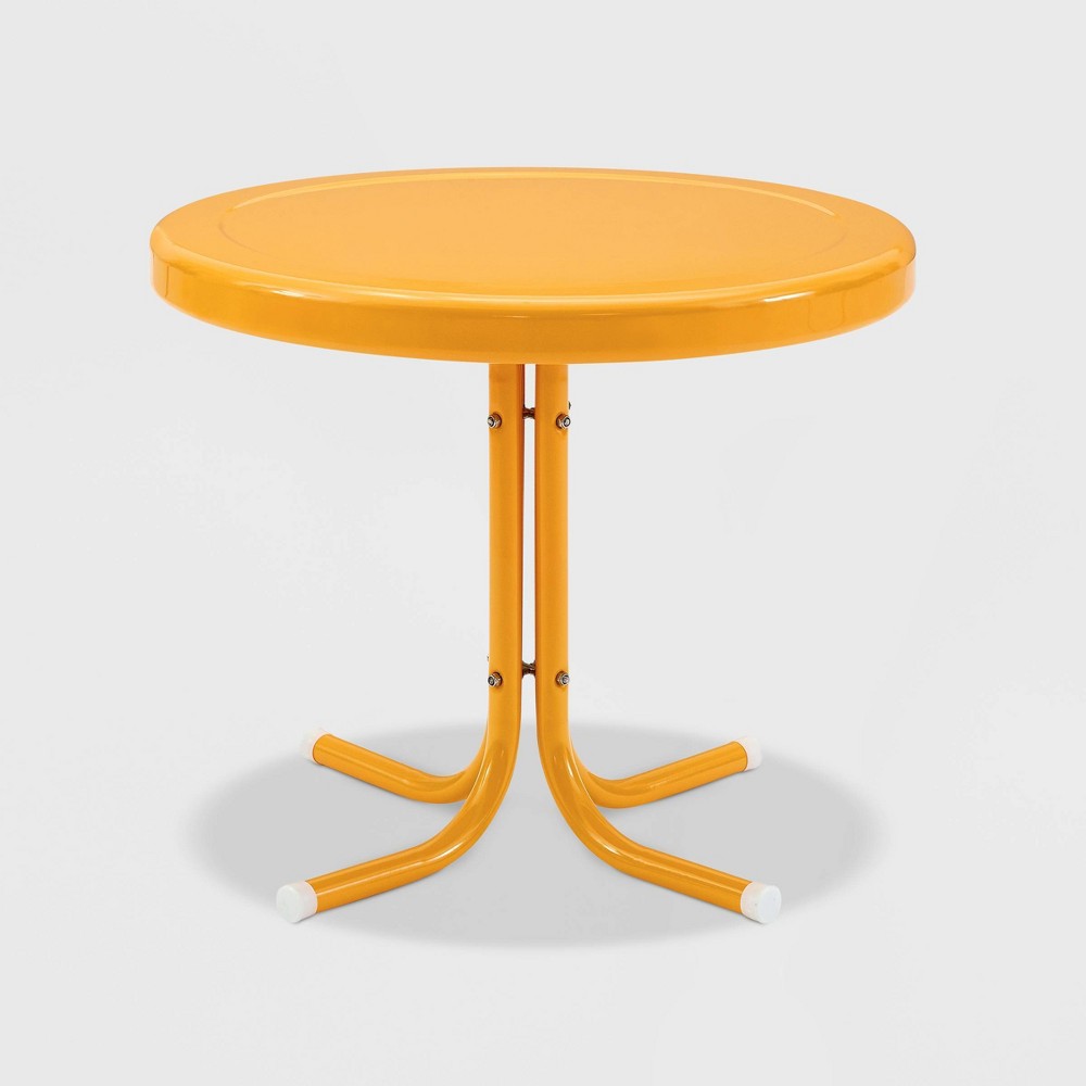 Photos - Garden Furniture Crosley Retro Metal Patio Side Table Tangerine Gloss 