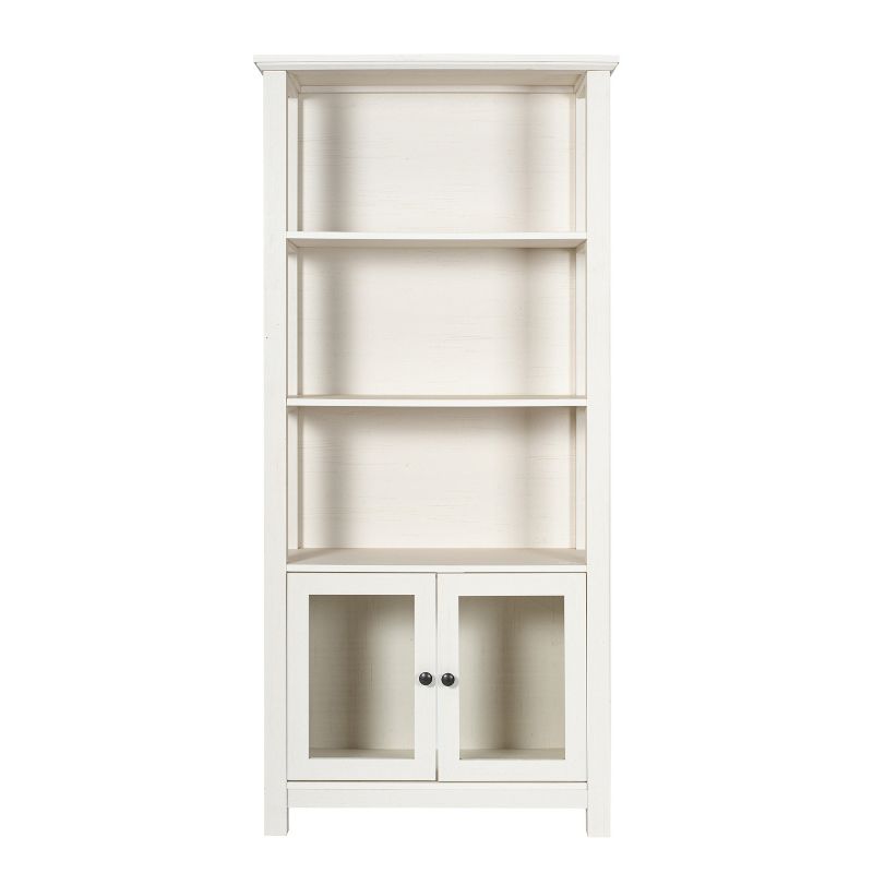 Flash Furniture Stella Modern Farmhouse Wooden Bookcase and Storage Cabinet with Tempered Glass Doors and 3 Upper Shelves, 3 of 12
