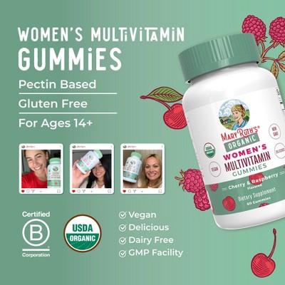 MaryRuth's Women's Multivitamin Gummies, Cherry & Raspberry, Org, 60 ct