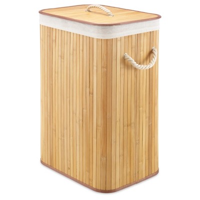 Whitmor Rectangular Bamboo Laundry Hamper with Liner and Rope Handles