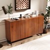 Racxily Modern Art Sideboard, Wave Relief Design with Walnut Texture & Iron Legs, Living Room Storage Cabinet - 3 of 4