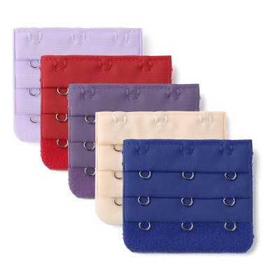 Allegra K Women's 3 Hook 3 Row Stretchy Bra Strap Extenders Buckle Hooks  Bra Band Beige,royal Blue,red,dark Purple,light Purple 5-pieces : Target