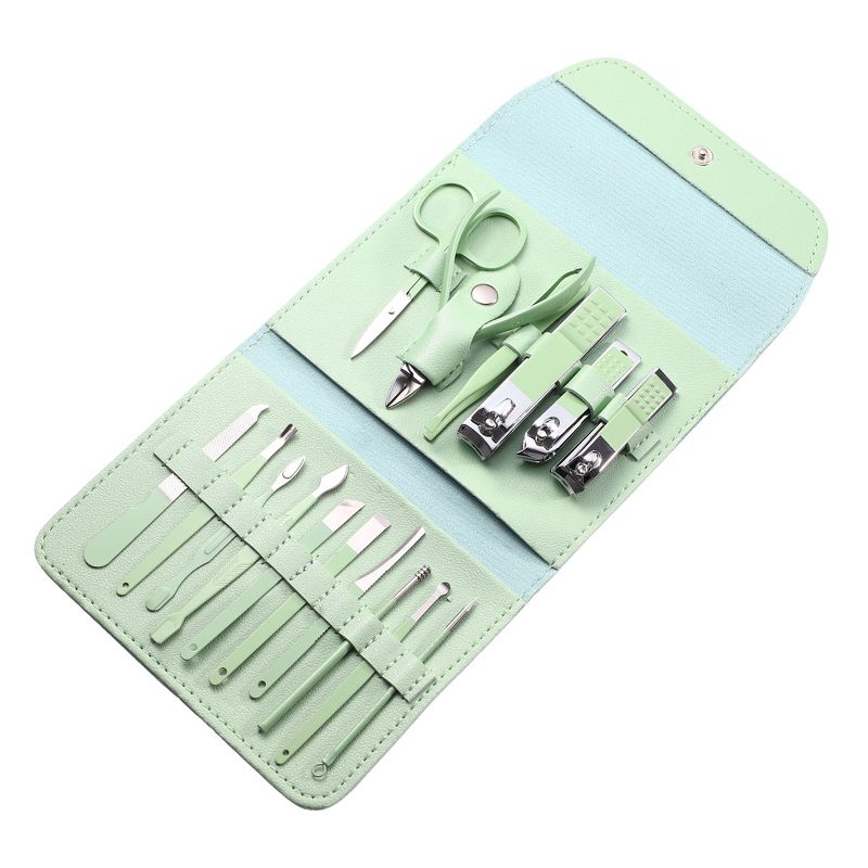 Unique Bargains 16 Pcs Manicure Set Stainless Steel Nail Clippers Pedicure Kit With Case, 1 of 4