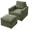 CAVINAS Modern Corduroy Lounge Sofa Chair, Upholstered Accent Chair with Ottoman, Wide Armrests and Pillow, Adjustable Backrest - 3 of 4