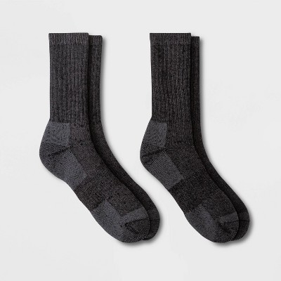 Men's Trail Blazer Rugged Crew Socks 2pk - All in Motion™ Black 6-12