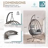 ALAULM Egg Swing Chair Indoor Outdoor Patio Wicker Rattan Hanging Egg Chair with Stand, Hammock Swing with Cushioned Headrest, 350LB Capacity - 3 of 4