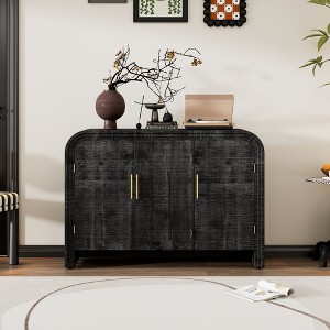 ORRD Retro Curved Sideboard with Gold Handles & Adjustable Dividers, Living/Dining Room Storage - 1 of 4