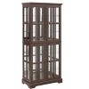 Vynxaria Antique Glass High Cabinet: Grid Doors, Adjustable Shelves, Integrated Lighting for Books/Collectibles - 3 of 4