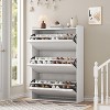 Modern Wooden Shoe Cabinet with Drawers, Adjustable Shelf for Entryway, Hallway, Living Room - 2 of 4