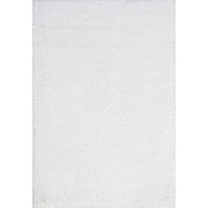 Nuloom Gynel Solid 8 Square Shag Area Rug for Living Room Bedroom Dining Room Nursery, Snow White - 1 of 4