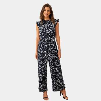 Women's Black and White Dot Wide Leg Jumpsuit - Cupshe