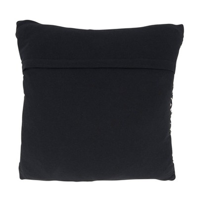 18" Black and White Dual-Tone Moroccan Square Throw Pillow