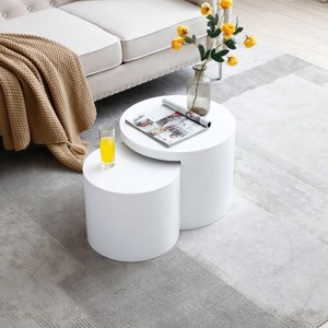 NicBex Coffee Tables for Living Room Round Nesting Coffee Table Set of 2, Modern End Side Tables for Bedroom Office Balcony Yard - 1 of 4