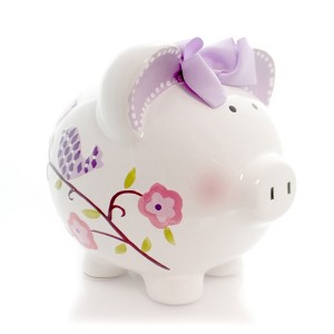 Child To Cherish 7.75 In Paper Bird Piggy Flower Tree Branch Decorative Banks - 1 of 4