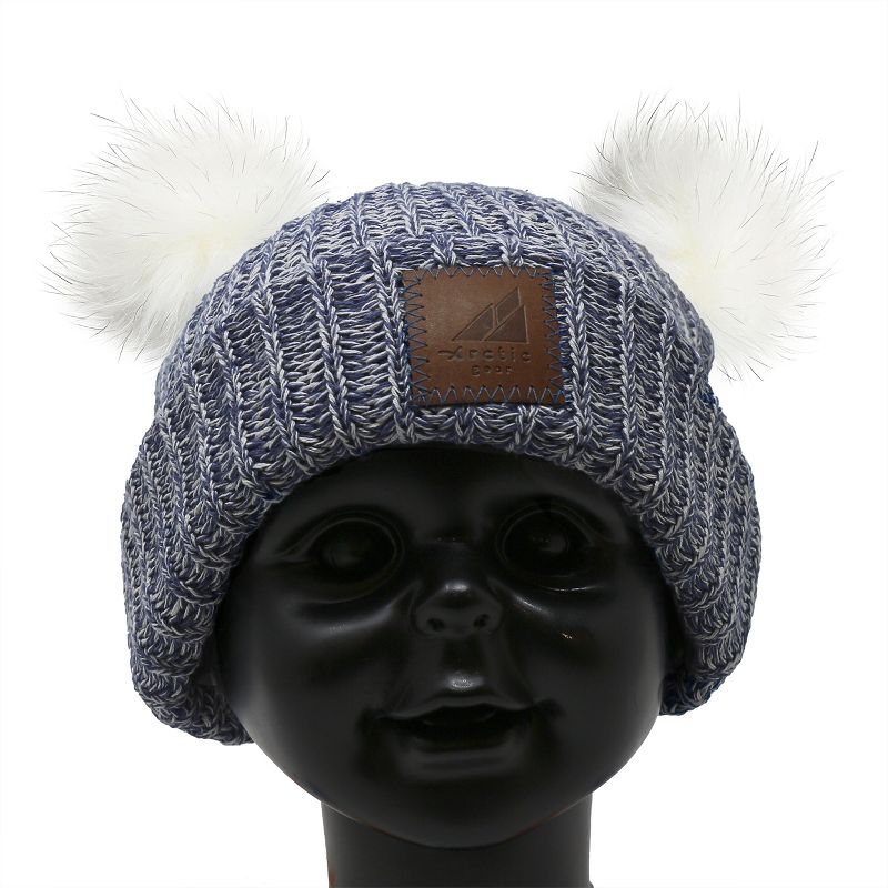 Arctic Gear Toddler Winter Hat Cotton Cuff Hat with Double Poms, 3 of 7