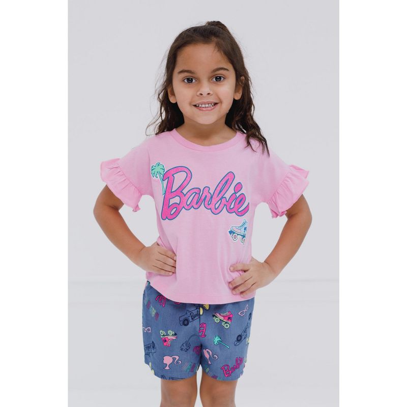 Barbie Girls Peplum T-Shirt and Shorts Outfit Set Little Kid to Big Kid, 5 of 7