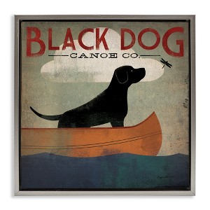 Stupell Industries Black Dog Canoe Company Floating Frame Canvas Art, Gray, 25" x 25" - 1 of 4