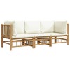 vidaXL Garden Lounge Set Cream White Bamboo, 100% Polyester - 3 of 4