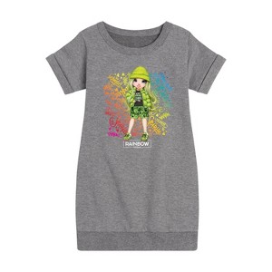 Girls' - Rainbow High - Jade Hunter Rainbow Graffiti Graphic Short Sleeve Fleece Dress - 1 of 4