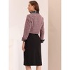 INSPIRE CHIC Women's Tweed Plaid Contrast Collar Double Breasted Vintage Cropped Jackets - 3 of 4