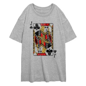 Junior's Lost Gods Queen of Clubs Distressed T-Shirt - 1 of 2