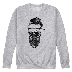 Men's - Instant Message - Christmas Santa Skull Graphic Fleece Sweatshirt - 1 of 4
