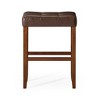HomeRoots Set of Two 31" Brown Faux Leather and Solid Wood Backless Bar Height Bar Chairs - 4 of 4