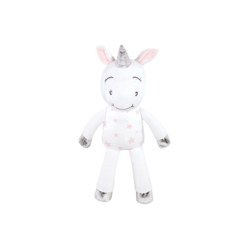 Hudson Baby Infant Girl Plush Bathrobe and Toy Set, White Unicorn, One Size, 4 of 5