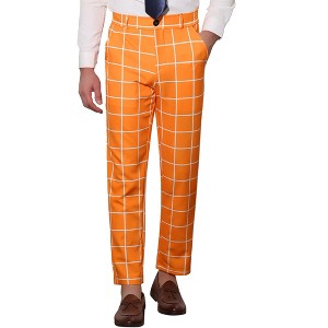 Lars Amadeus Men's Business Plaid Casual Slim Fit Checked Dress Trousers - 1 of 4