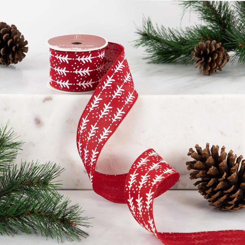 Northlight Red and White Christmas Tree Wired Craft Ribbon 2.5" x 10 Yards, 3 of 7