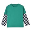 MyKids-USA Baby Boy And Girl Plaid Pattern Fake 1 Pieces Sleeve Design Shirt - 2 of 4