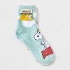 Women's Peanuts 2pk Cozy Ankle Socks - Blue/Ivory 4-10 - 2 of 3