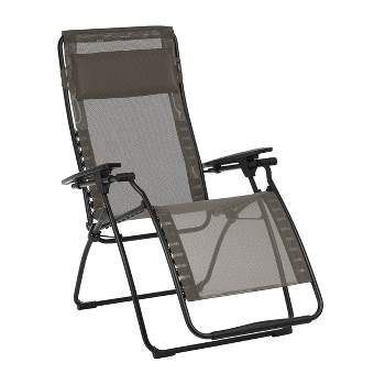 Lafuma Futura Zero Gravity Portable Ergonomic Outdoor Steel Framed Lawn Patio Recliner Folding Lounge Chair with Headrest Cushion, Graphite