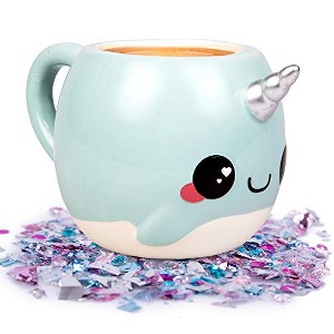 Blue Narwhal Coffee Mug - Unicorn of the Sea - Glitter Galaxy - Ceramic - 1 of 1
