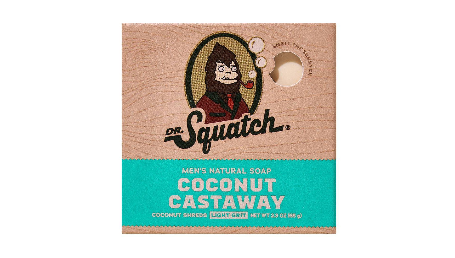 DR. SQUATCH Men's All Mini Bar Soap - Coconut Castaway - 2.3oz: Basic Cleansing, Suitable for Normal, Combination, Sensitive, Dry Skin