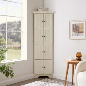 KIGFTSOD 4-Tier Corner Kitchen Pantry w/8 Doors, Tall Corner Cabinet & Shelves, Farmhouse Bookshelf for Bathroom, Living Room, Kitchen - 1 of 4