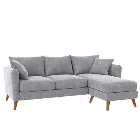 Magnolia Velvet Pillow Back Sectional, Sectional Sofa With Removable Back Cushions