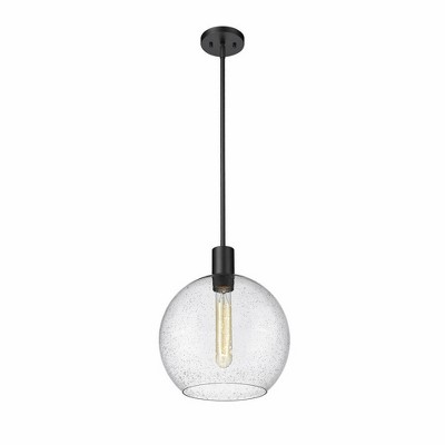 Matte Black and Nickel Globe Pendant with White Glass Shade