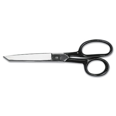 Business Source Stainless Steel Scissors - 8 Overall Length - Bent-right -  Stainless Steel - Black - 1 Each