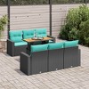 vidaXL 7 Piece Patio Sofa Set with Cushions Poly Rattan - Black - 2 of 4
