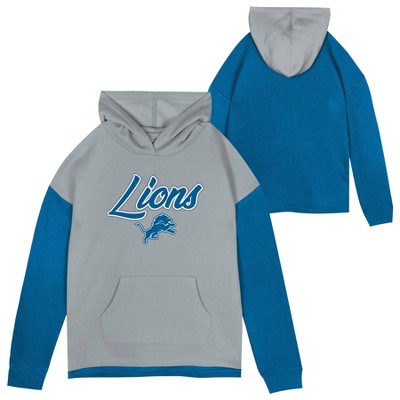 Nfl Detroit Lions Girls' Fleece Hooded Sweatshirt : Target