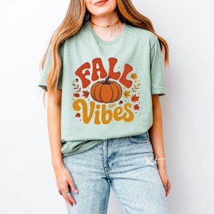 Simply Sage Market Fall Vibes Pumpkin And Leaves Short Sleeve Tee - 1 of 4