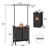 Laundry Sorter, Rolling Laundry Hamper with Hanging Rack, Laundry Hamper 3-Section with Wheels,  Rustic Brown - image 2 of 4