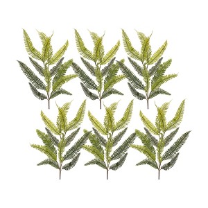 Fern Spray Set Of 6 – Plastic Iron Wire – 39"H Lifelike Green By Melrose - 1 of 3