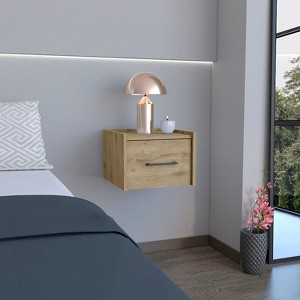 NicBex Modern Wall-Mounted Nightstand Space-Saving Bedside Table End Table with Metal Handle for Living Room, Bedroom, Beige - 1 of 4